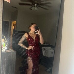 Elegant Burgundy Evening Gown